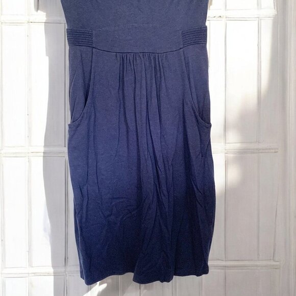Boden Stretch Midi Dress With Waist Detail & Pockets Navy Blue Size 2R - Picture 4 of 5